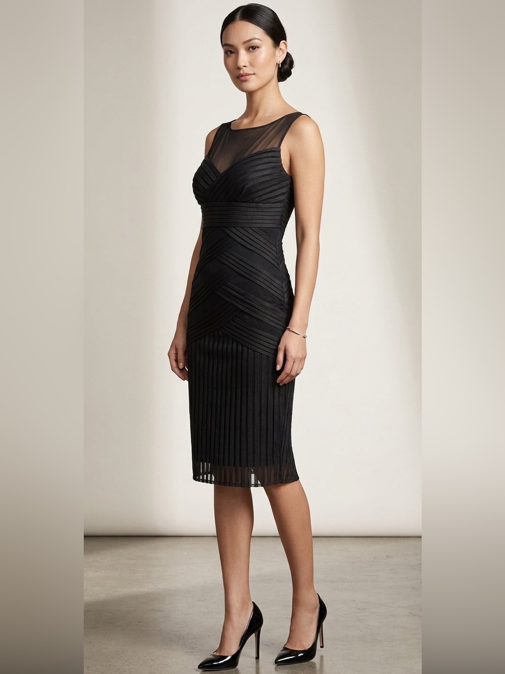 Cache NWT Vintage Sheer Panel Sleeveless Dress Size 2